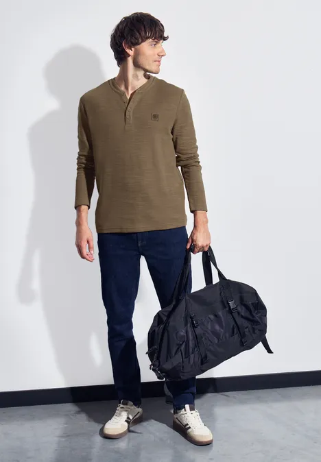 Softes Slub Henleyshirt ash brown