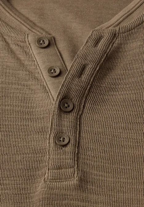 Softes Slub Henleyshirt ash brown