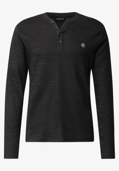 Softes Slub Henleyshirt basic black