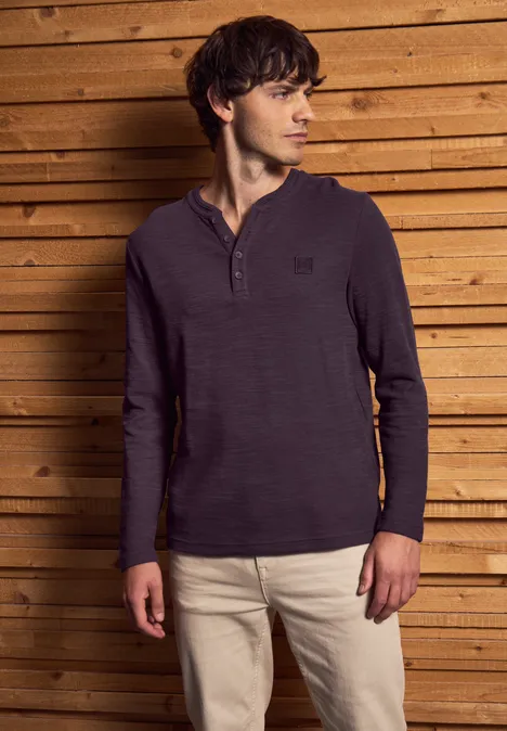 Softes Slub Henleyshirt bordeaux red