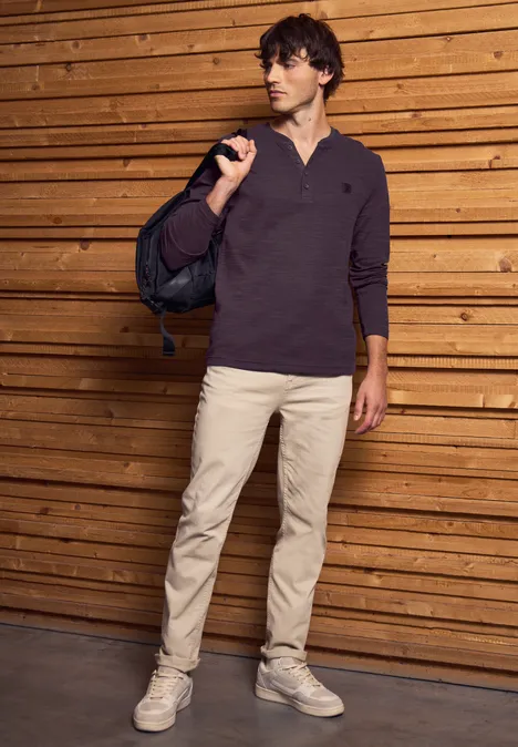 Softes Slub Henleyshirt bordeaux red