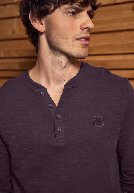 Softes Slub Henleyshirt bordeaux red