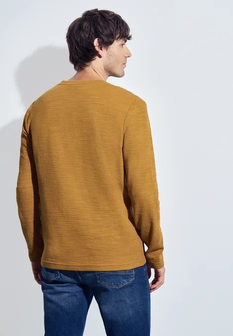 Softes Slub Henleyshirt golden yellow
