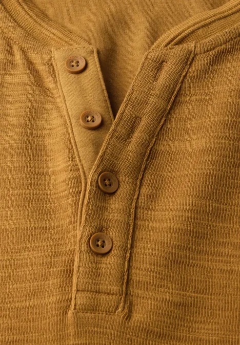 Softes Slub Henleyshirt golden yellow
