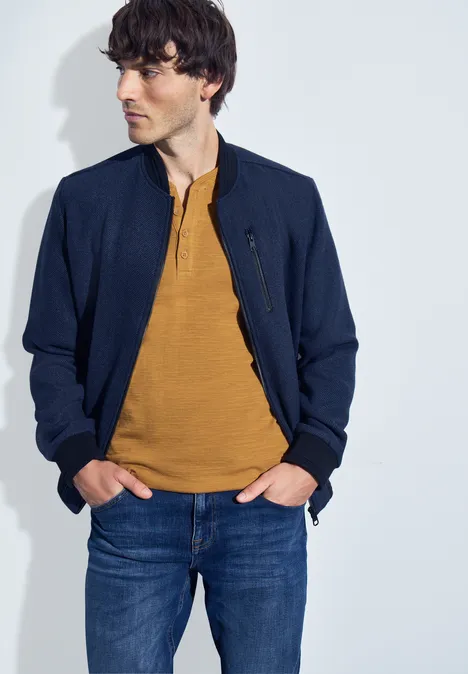 Softes Slub Henleyshirt golden yellow
