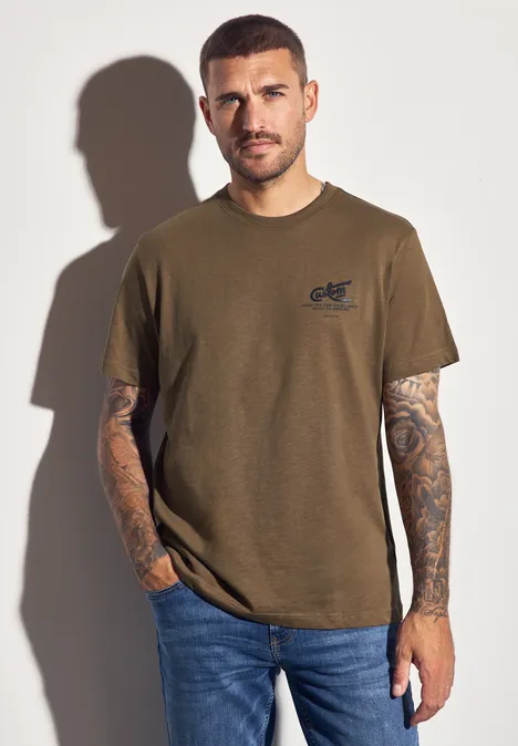 Shirt met borstprint ash brown
