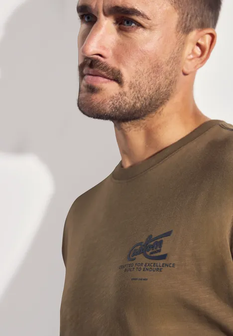 T-Shirt mit Chestprint ash brown
