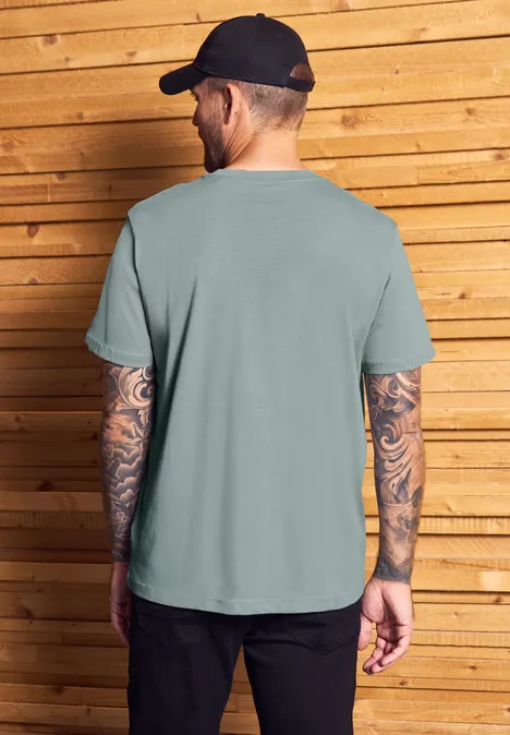 Basic T-Shirt in Unifarbe silver green