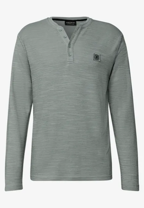 Softes Slub Henleyshirt silver green