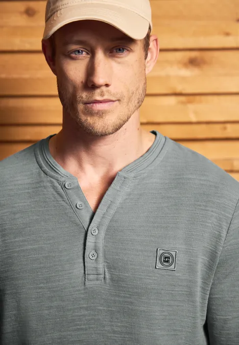 Softes Slub Henleyshirt silver green