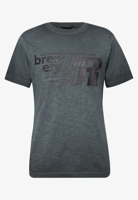 T-Shirt im Washed-Look basic black