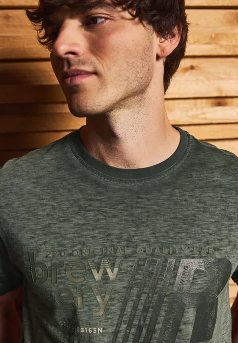 T-Shirt im Washed-Look dark olive green