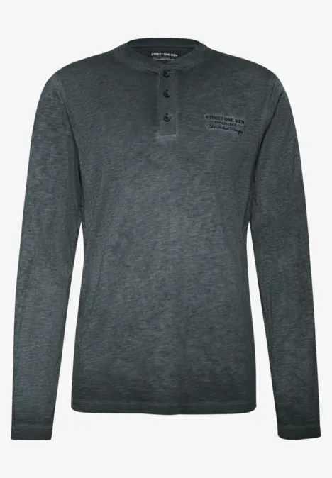 Henley Langarmshirt basic black