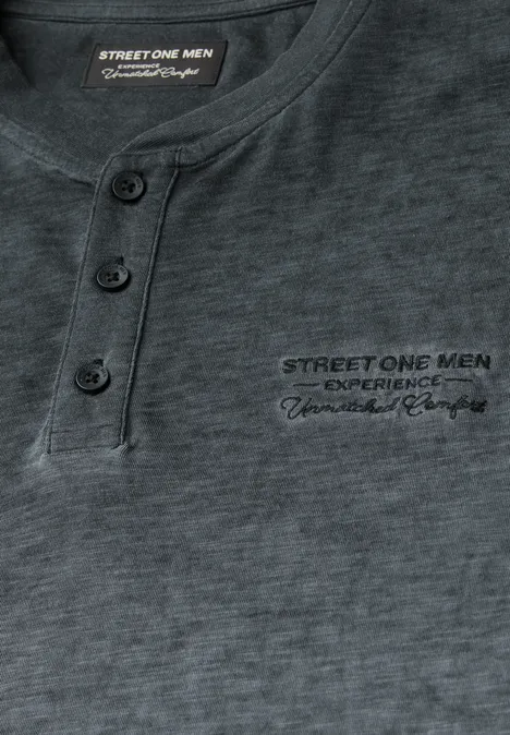 Henley Langarmshirt basic black