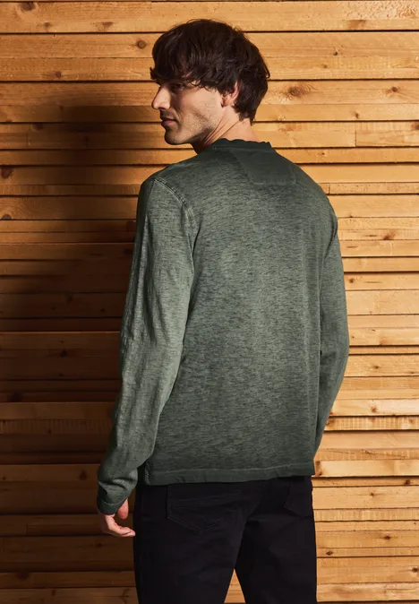 Henley Langarmshirt dark olive green