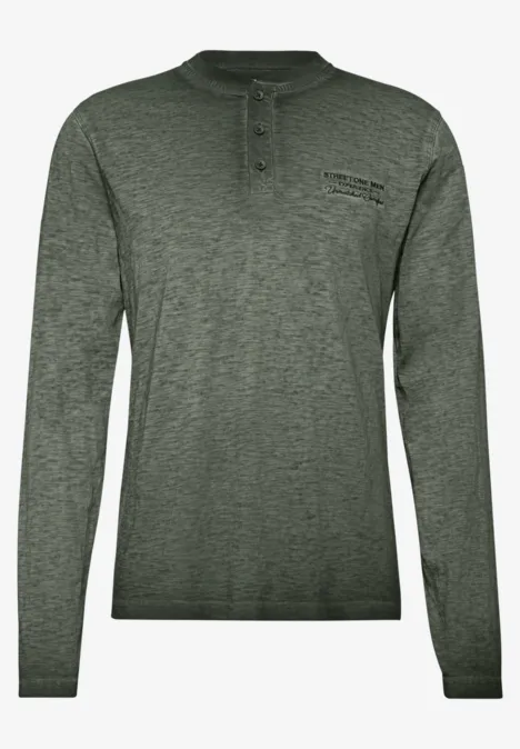 Henley Langarmshirt dark olive green
