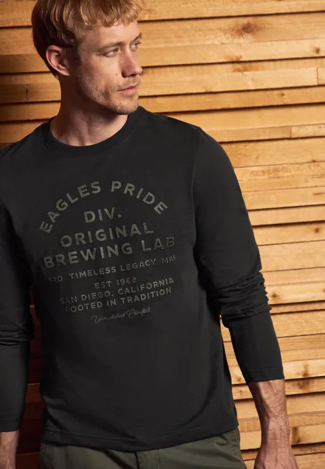 Softes Wording Langarmshirt basic black