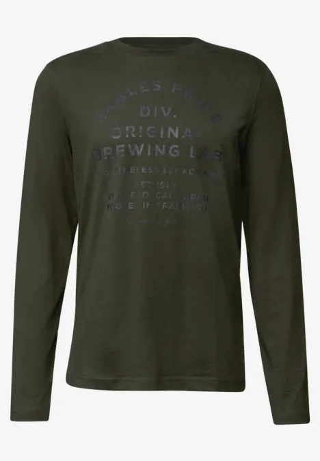 Softes Wording Langarmshirt dark olive green