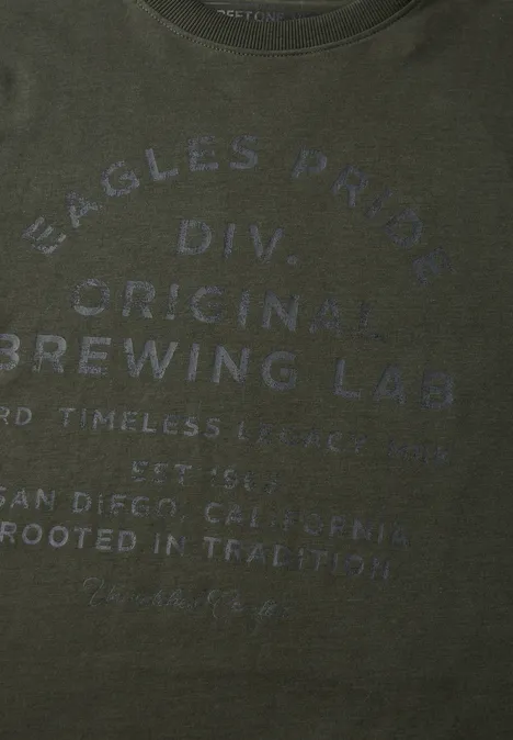 Softes Wording Langarmshirt dark olive green