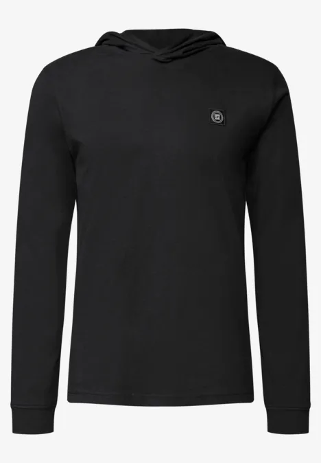 Softes Kapuzen-Shirt basic black