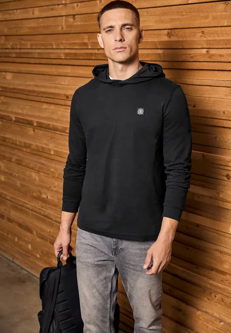 Softes Kapuzen-Shirt basic black