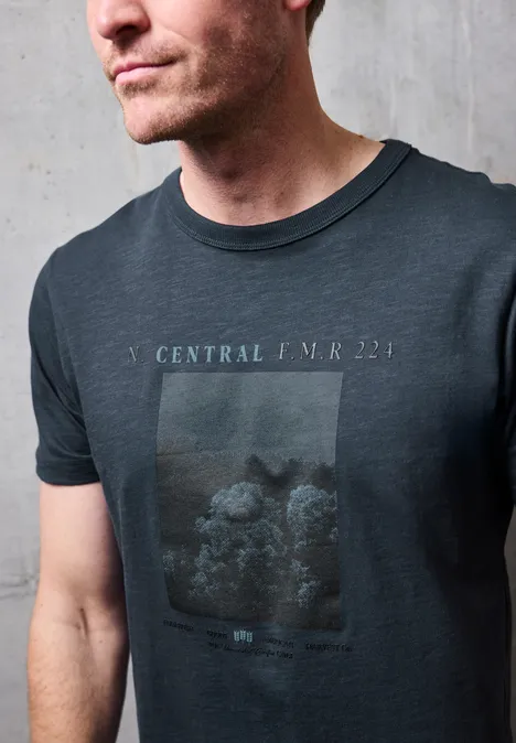 Slub T-Shirt mit Fotoprint nocturnal blue
