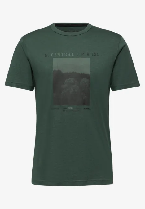 Slub T-Shirt mit Fotoprint soft olive green