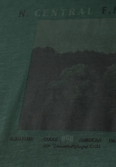 Slub T-Shirt mit Fotoprint soft olive green