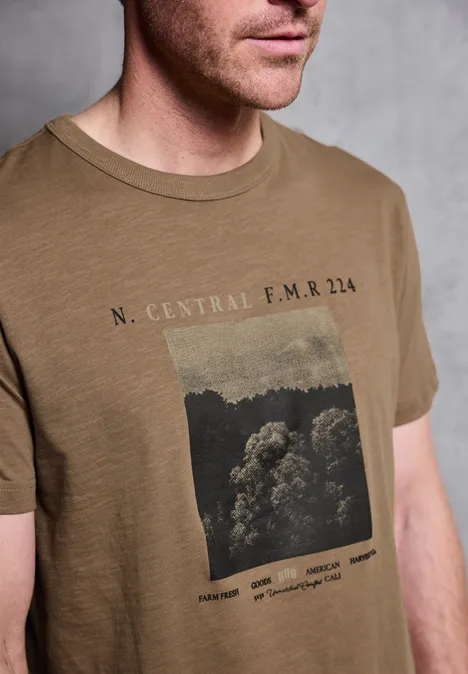 Slub T-Shirt mit Fotoprint barista brown