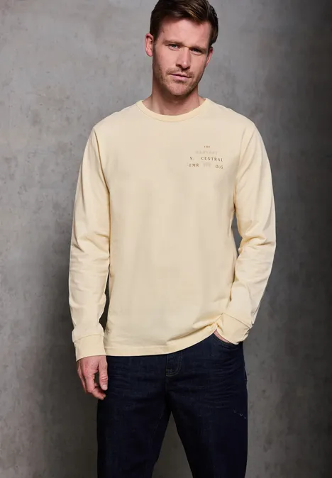 Softes Wording Langarmshirt arctic beige