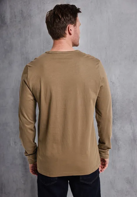 Softes Wording Langarmshirt barista brown