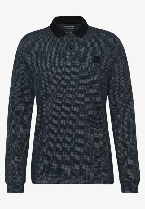 Langarm Struktur Poloshirt nocturnal blue