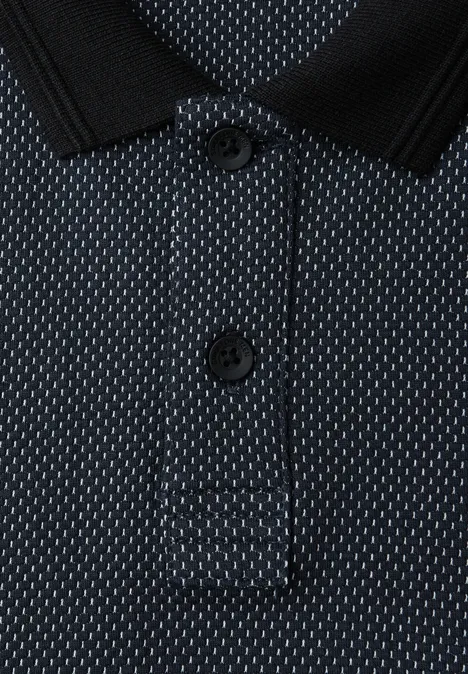 Langarm Struktur Poloshirt nocturnal blue