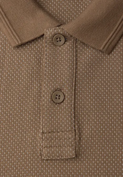 Langarm Struktur Poloshirt barista brown