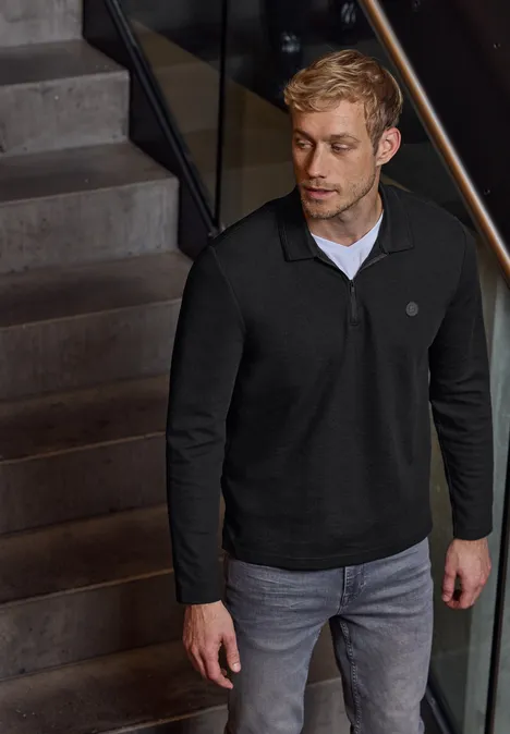 Poloshirt met rits Black