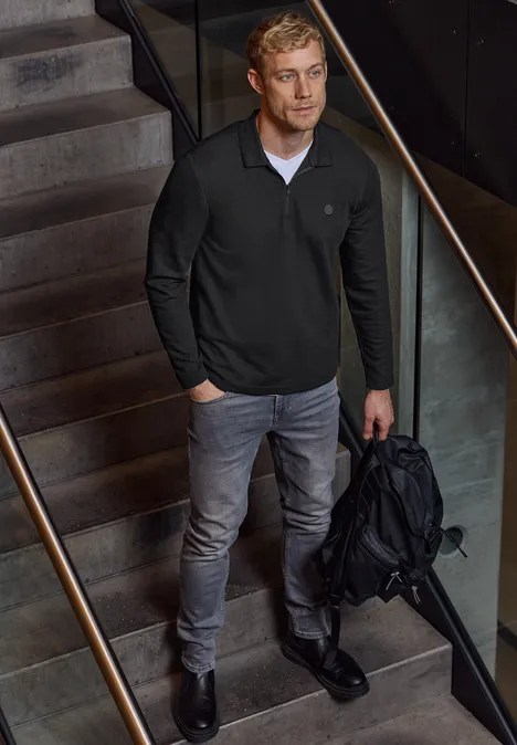 Poloshirt met rits Black