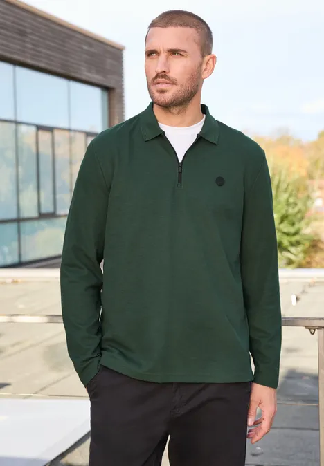 Polo avec fermeture éclair soft olive green