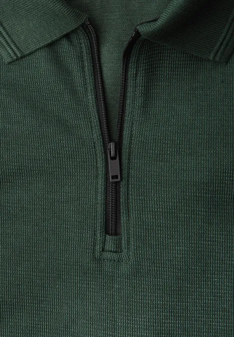 Polo avec fermeture éclair soft olive green