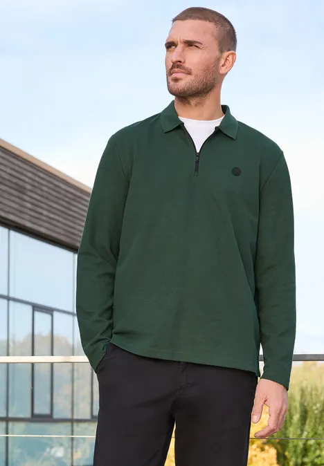 Polo avec fermeture éclair soft olive green