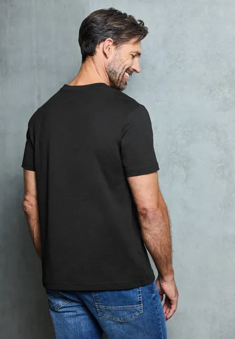 Basic Shirt met borstprint Black
