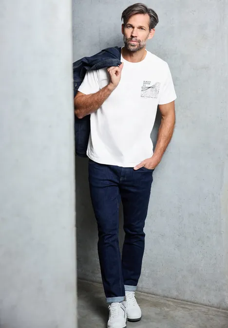 Basic Shirt met borstprint bright white