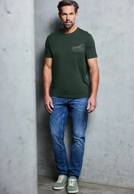 Basic Shirt met borstprint null