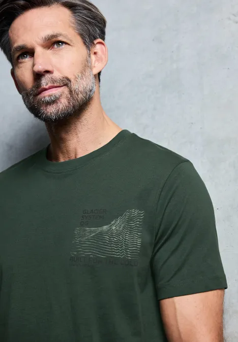 Basic Shirt met borstprint null