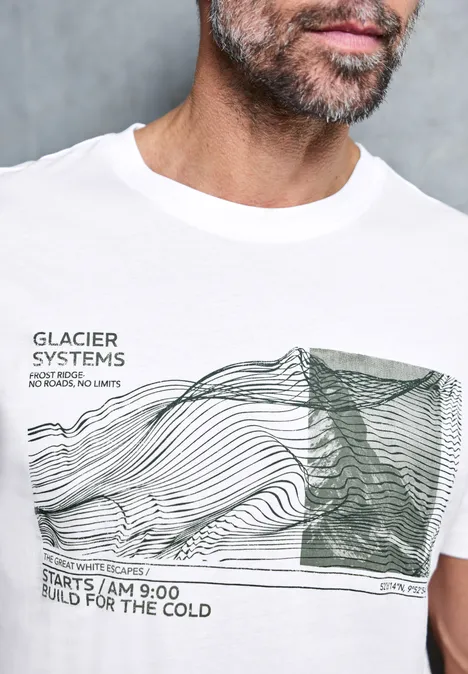 Basic Shirt met print aan de voorkant bright white