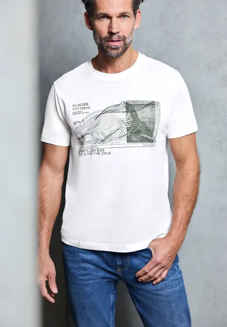 Basic Shirt met print aan de voorkant bright white
