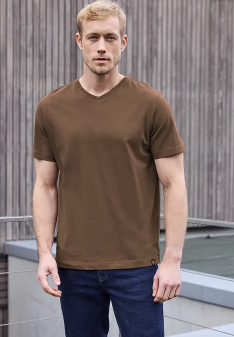Basic V-Neck T-Shirt deep brown