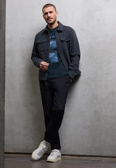 Shirt met print aan de voorkant nocturnal blue