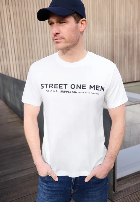 T-Shirt mit Logo-Print bright white