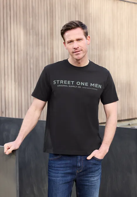 T-Shirt mit Logo-Print basic black