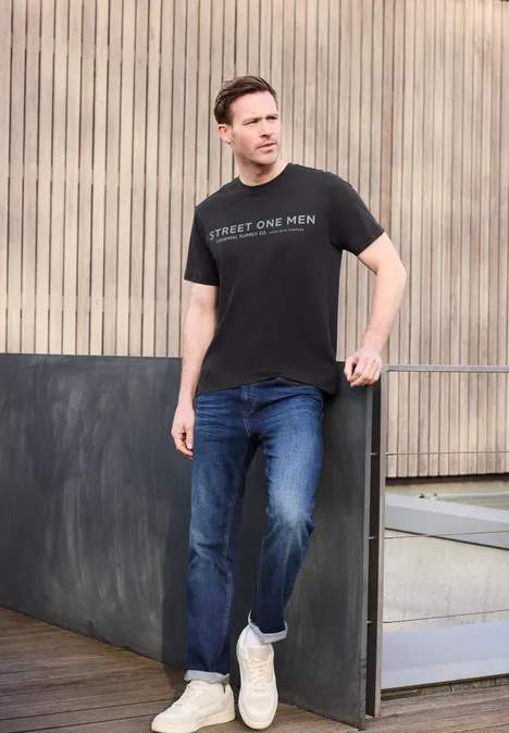 T-Shirt mit Logo-Print basic black